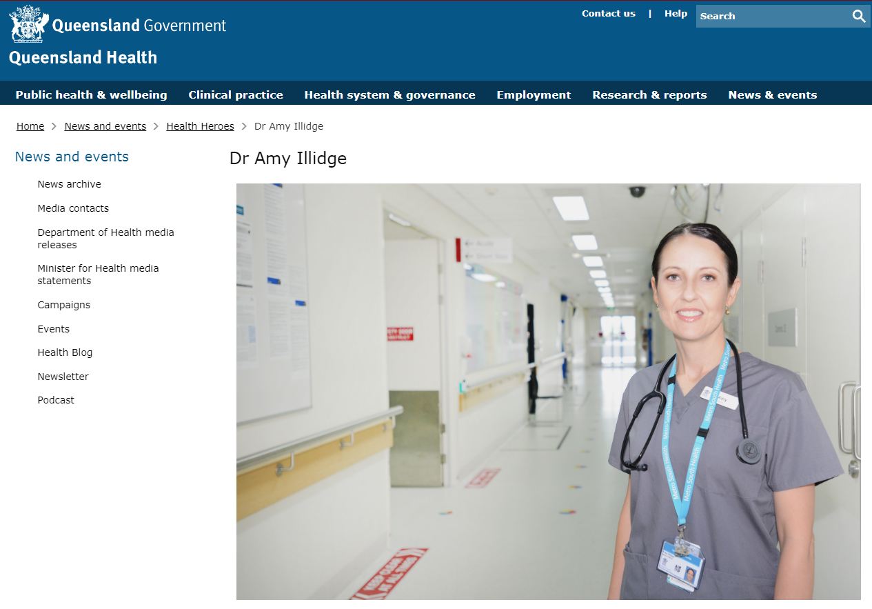 F4B Co-Founder & Clinical Review Panel Chair, Dr Amy Illidge, recognised as 'Queensland Health Hero'